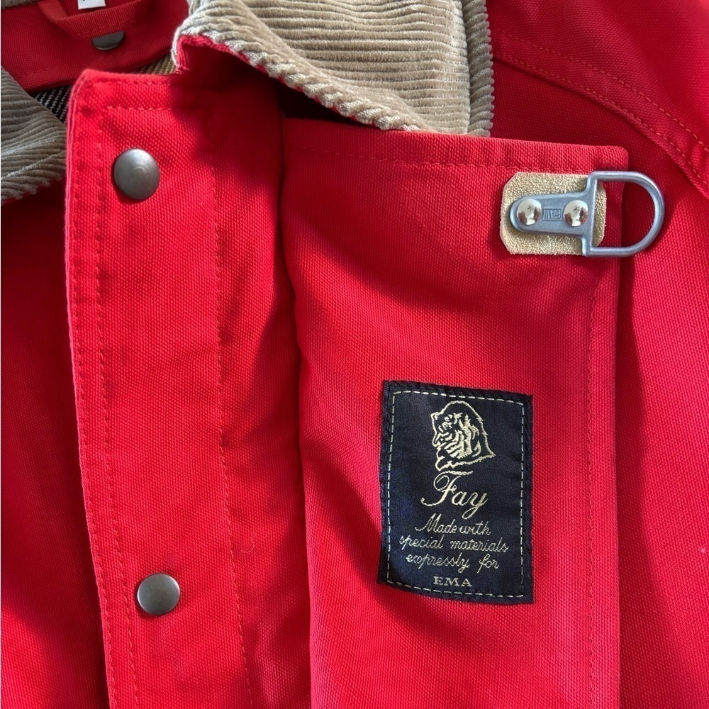 FAY Archive Long Canvas Cotton Wool Fireman Field Jacket XL Red - Picture 4 of 13
